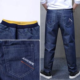 Jeans Arrival Big Boys Jeans Trousers Spring Teen Boys Pants Size 14 Solid Colour Blue Denim Pant Teenage Clothes Kid Clothing 230413