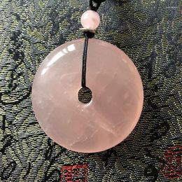 Pendant Necklaces Wholesale JoursNeige Pink Natural Crystal Safety Button With Rope Necklace Lucky For Girl Gift Fashion Jewellery