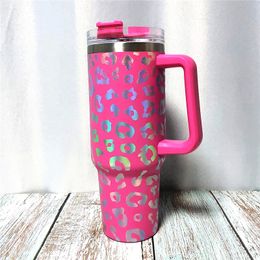 UV Leopard 40oz Handle Tumblers 1200ml Stainless Steel Water Bottles Colourful Drinking Cups Double Wall Insulated Tumbler By Air A12