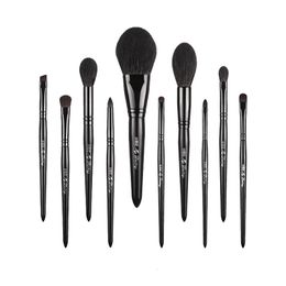 Makeup Tools Mydestiny Pearlescent Black Brush Set Complete Beginner Portable 11 Animal Hair tools 230413
