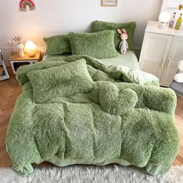 Bedding Sets Svetanya Plush Set Soft Fluffy Faux Fur Duvet Cover Sheet Pillowcase Fuzzy Warm Bedlinens