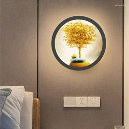 Wall Lamp Vintage Mural LED Lamps Industrial Round Acrylic Picture Sconce Bedside Bedroom Loft El Home Decor Lighting Fixture