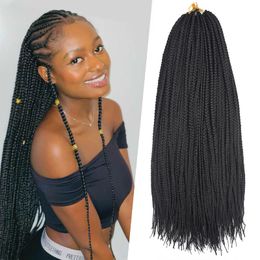 24inch Long Box Braids Crochet Synthetic Braiding Hair Extensions Ombre Hand made Synthetic Crochet Braided Hair For Black White Women Girls