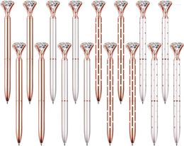 Luxury Bling Big Crystal Diamond Ballpoint Pen Set Black Ink Metal Sign For Office Supplies Stationery Gift Rose