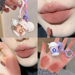 Lip Gloss Waterproof Cute Bell Matte 6 Colors Mud Velvet Nude Red Pink Keychain Liquid Lipstick Lasting Cosmetic