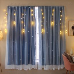 Curtain Blackout Curtains Double Layers Romantic Sheer For Living Room Kids Girls Hollow-Out Bedroom Decoration