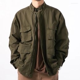 Men's Jackets Multi-Pocket American Pilot Jacket Vintage Loose Oversized Baseball Coat Spring Autumn Cargo Top Male