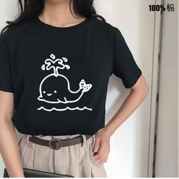 Women's T Shirts Cotton Whale Print Women Tshirt Casual Hipster Funny Shirt For Lady Top Tee Tumblr Drop Ship