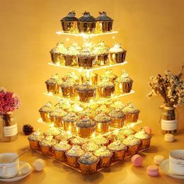 Baking Moulds 34567 Tier Acrylic Wedding Cake Stand Crystal Cup Cake Display Shelf Cupcake Holder Plate Birthday Party Decoration Stands 230413