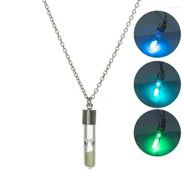 Pendant Necklaces 2023 Luminous Sand Timer Necklace For Women Glow In The Dark Classic Chain Couple Glass Jewellery