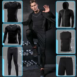 Men's Tracksuits Tight Sports Suit Gym Fitness Compression Tracksuit Running Sport Set Jogging Sportwear Workout Clothing Rash Guard 230412