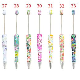 14pcs DIY Plastic Beadable Pen Ballpoint Pens Black Ink Personalized Gift School Office Writing Supplies Stationery