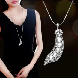 Pendant Necklaces Sweater Chain Simulated Pearl Rhinestone Pea Necklace For Women Party Jewellery Dress Accessories