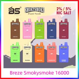 Breze smoky smoke 16000 Puffs Mesh Coil 1.2Ω Battery 650mAh Charge port Type-C E-juice (36ml)18ml x 2 Bang Crazvapes