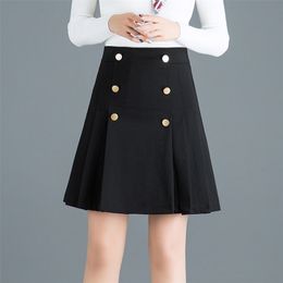 Skirts Spring High Waist A Line Skirt Women Sexy Slim Korean Double-breasted Mini Skirt Black Pencil Skirt 4xl 230413