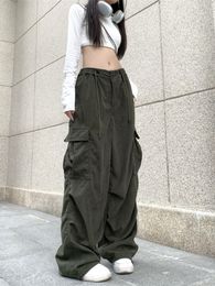 Women's Pants Capris Japanese Vintage Streetwear Pocket Cargo Woman High Waist Wide Leg Pants Baggy Casual Korean Trousers Harajuku Y2k Pantalones 230413