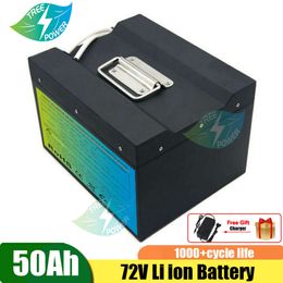 72V 50AH Electric Motorcycle Tricycle Lithium Ion Battery Takeaway for Driving Steel Shell Power Lithium Battery Pack+5A Charger