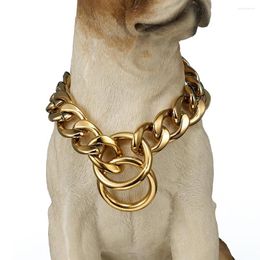 Chains 13/15mm Stainless Steel Dog Chain Metal Convenient Puppy Choker Training Walking Collars For Big Dogs 12-34''