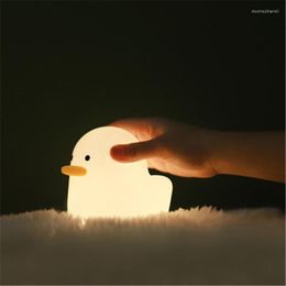 Night Lights Nordic Cute Lovely Cartoon Dull Duck Led Light Silicone USB Charging Holiday Kids Room Gifts Bedside Bedroom