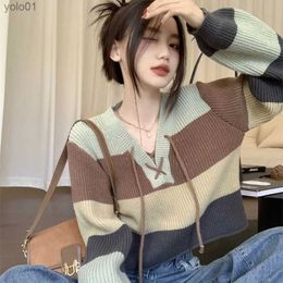 Women's Sweaters Women Knit Sweater Fashion Oversized Pullovers Ladies Winter Loose Sweater Korean College Style Women Jumper Striped SweaterL231113