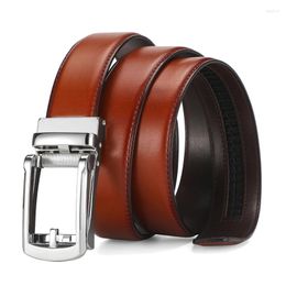 Belts Athosline 1.5inch Formal Ratchet Automatic Click Buckle Genuine Leather Belt Brown For Men's Daily Dress