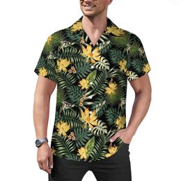 Men's Casual Shirts Tropical Floral Blouses Men Midnight Flowers Hawaiian Short Sleeve Graphic Novelty Oversize Beach Shirt Gift