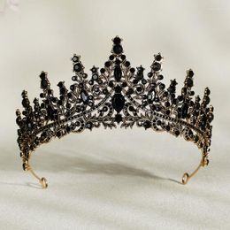 Hair Clips Black Rhinestones Crown Headbands For Women Luxury Bride Wedding Hoop Girls Elegant Temperament Party Accessories