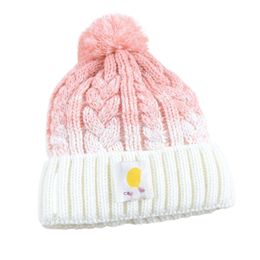 Carharttlys Beanie Hat Designer Original Quality Gradient Coloured Wool Ball Knitted Hat Wool Hat Winter Warm Hat Plush And Thickened Adult Hat