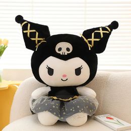 Anime yeni ürünler sevimli siyah etek kuromi peluş oyuncaklar siyah altın pembe kedi bebek çocuk oyunları oyun arkadaşları tatil hediyeleri oda süsleri