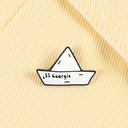 Brooches Pins White Paper Boat Brooch SS Georgie Enamel Backpack Metal Lapel Badges Pin Cartoon Custom Cute Kids Gifts Jewellery