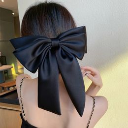 Satin Ribbon Black Wine Red Large Bow Hairpin Girls Versatile Street Out High-end y2k Hair Accessories for Women
