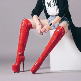 Dress Shoes Sexy Thigh High Boots For Women Platform Fetish Stripper Dance Winter Shoes Lady High Heels Over the Knee Boot Red White Black 231113