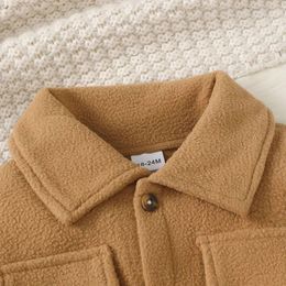 Coat Kids Toddler Baby Boy Fleece Jackets Long Sleeve Lapel Collar Button Down Coats Fall Winter Outerwear 231110