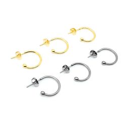 Stud 10pcs/lot Stainless Steel Hypoallergenic C Shape Geomatric Earrings Stud for DIY Handmade Ear Jewelry Making Findings Supplier P230411