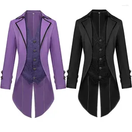 Men's Suits Men Steampunk Gothic Victorian Jacket Vintage Purple Tailcoat Medieval Frock Coat Edwardian Renaissance Devil Costume