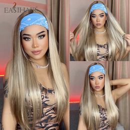 Synthetic Wigs Easihair Synthetic Headband Wig Highlight Mixed Ombre Honey Blonde Straight Daily Party Cosplay Heat Resistant Fiber 230227