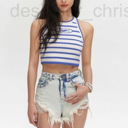 Women's Tanks & Camis designer luxury YK Blue and White Stripe Knitted Tank Top for Inner Wear Outer Sports Slim Fit Holiday Spicy Girl RFCW