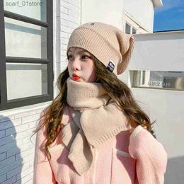 Hats Scarves Sets Cs Gentle Style Pile c Hat Scarf cashmere Winter Hat Wool Ski Hat Knitted Minimalist solid Colour Winter Knitted Hat Warm HatL231113