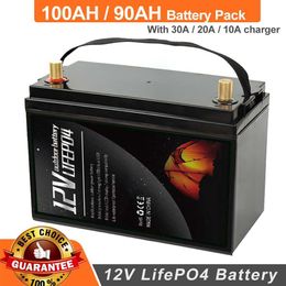Yacht Power 12V 90AH Lifepo4 Waterproof Rechargeable 100AH Lithium Battery Pack With 10A 20A 30A Charger For Motor Boat RV Car
