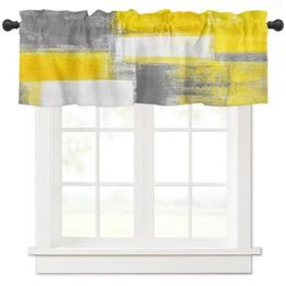 Curtain Oil Painting Abstract Geometric Yellow Gray Kitchen Small Window Curtains Home Decoration Living Room Bedroom Short