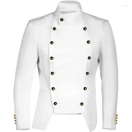 Men's Suits 2023 Black White Korean Fashion Double-breasted Steampunk Suit Jacket Mens Mediaeval Gothic Vintage Blazers