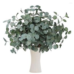 Decorative Flowers 10 PCS Artificial Eucalyptus Leaves Greenery Stems Faux Silk Silver Dollar Leaf For Home Party Wedding Decoration