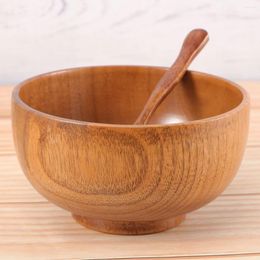 Dinnerware Sets 2 Pcs Cutlery Set Baby Korean Spoons Vegetable Serving Bowl Bamboo Wooden Bowls Dinner Plate