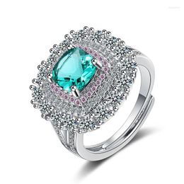 Wedding Rings Women's Luxury Shiny Square Cubic Zirconia Bridal Multicolor Adjustable Ring Simple Accessories Drop Gift
