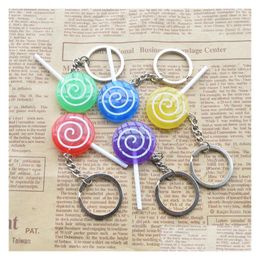 The Simation Snacks Candy Lollipop Shape Key Chain Lovely Rainbow Colour Ring Mticolor Random Send Drop Delivery Dhlw6