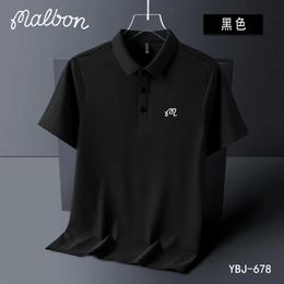 Camiseta masculina verão bordado malbon golf polo camisa masculina de alta qualidade manga curta respirável secagem rápida topo negócios 241