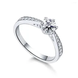 Cluster Rings Shop S925 Sterling Silver Ring Classic 6 Claw Diamond Light Luxury Micro Set Wedding