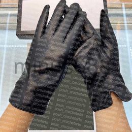 Five Fingers Gloves Fashion Lambskin Sold with Box Fleeced Black Winter for Sale