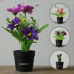 Decorative Flowers Artificial Plants With Pot Fake Small Bonsai Potted For Home Bedroom Living Room Decoration El Garden Decor
