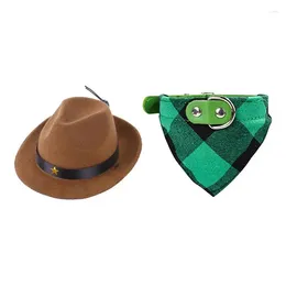 Dog Collars Cowboy Hat And Scarf Soft Comfortable Costume Set For Western Pet Clubs Birthday Cosplay Party